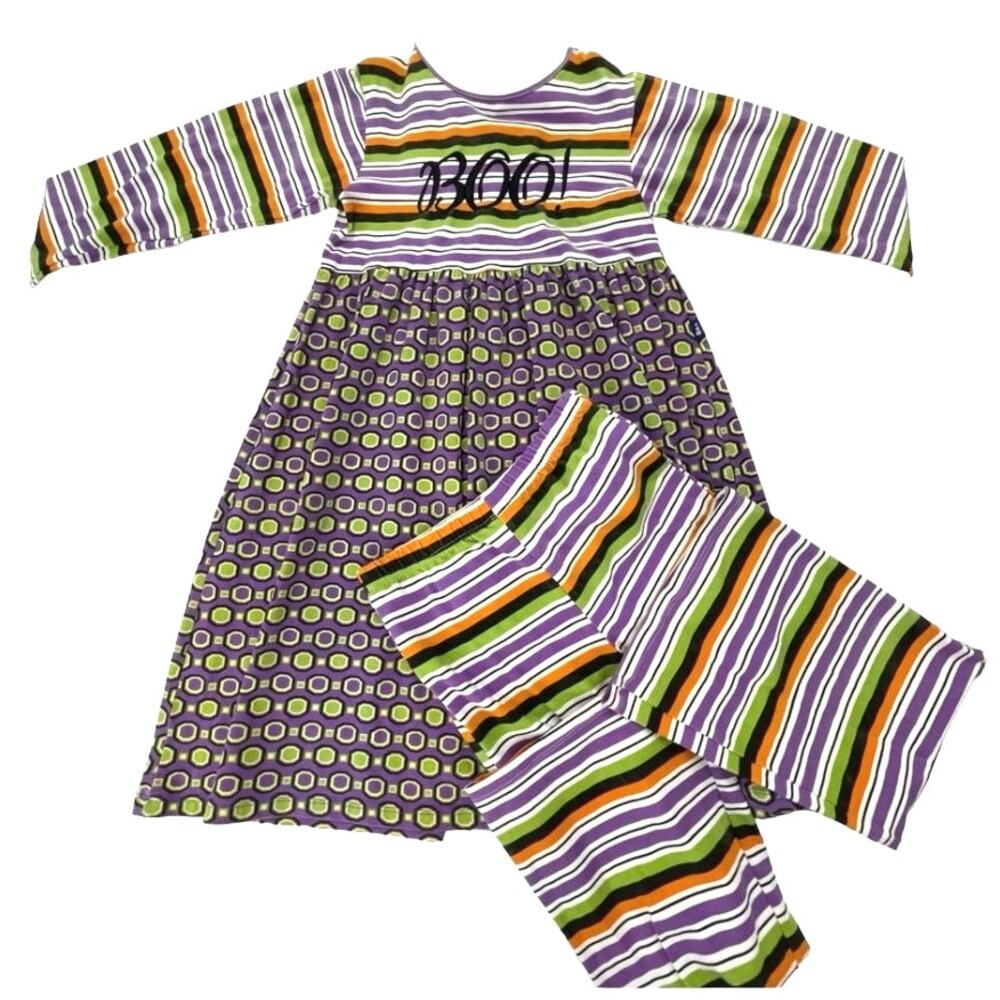 Wee Winter Woolies Girls 1998 Multicolor Striped Halloween Dress / Pant Set 10